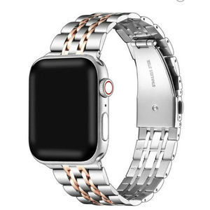 Posh Tech Stainless Steel Band Rainey Silver Rose Gold Apple Watch band